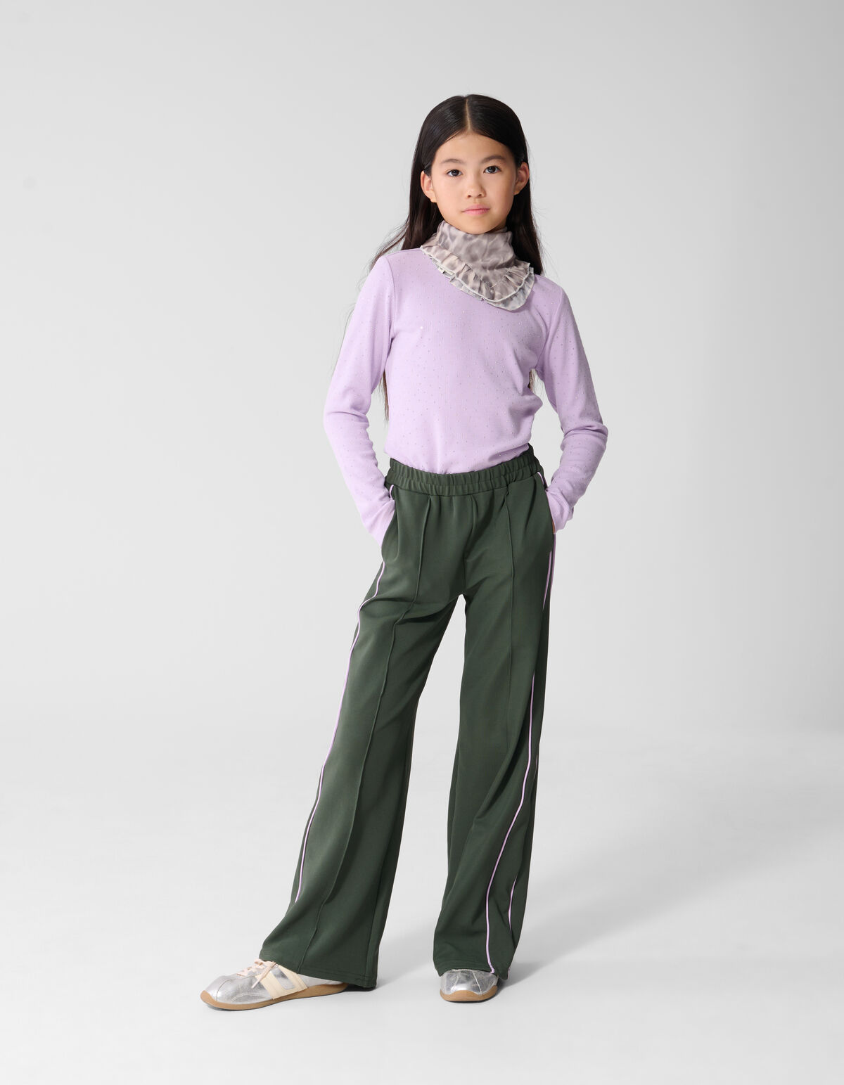 Hose mit weitem Bein und Ziernaht Dunkelgr&uuml;n SHOEBY GIRLS