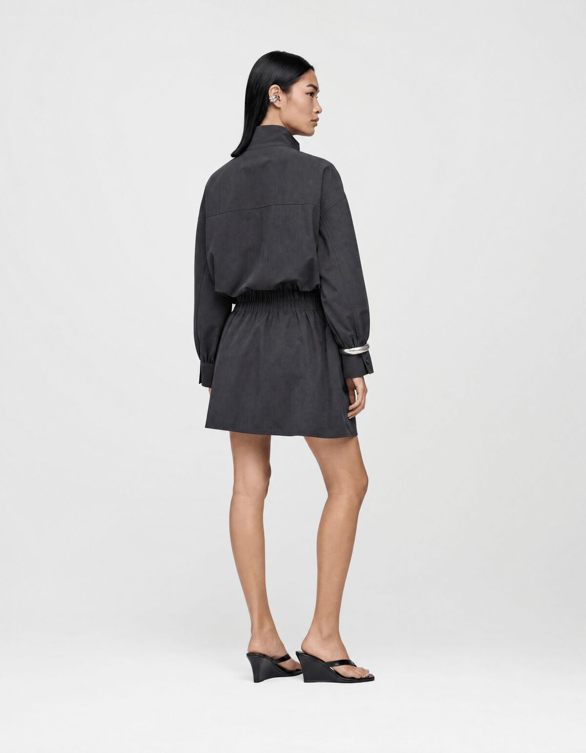 Peplum Kleid Dunkelgrau SHOEBY WOMEN