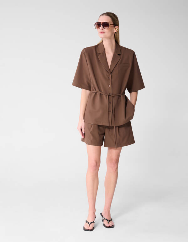 &Uuml;bergro&szlig;e Blazerbluse Braun von Fred SHOEBY WOMEN