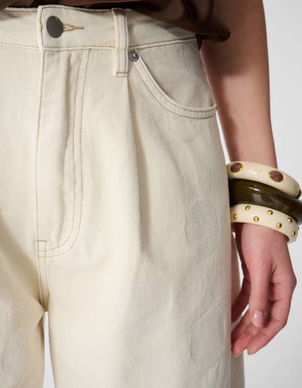 Polkadot Baggy Fit Jeans Gebrochen Wei&szlig; SHOEBY WOMEN