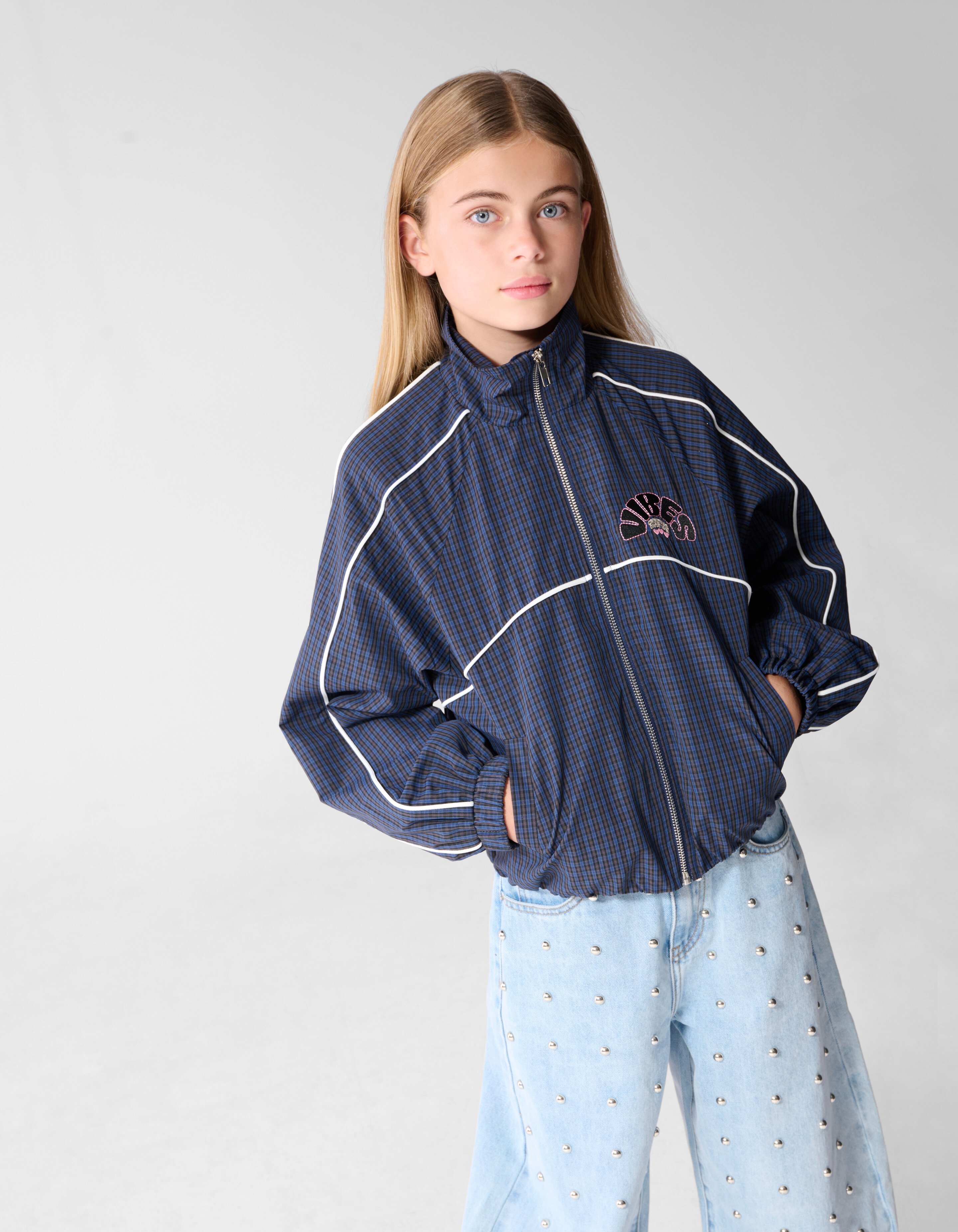 Karierte Sportliche Jacke Blau SHOEBY GIRLS