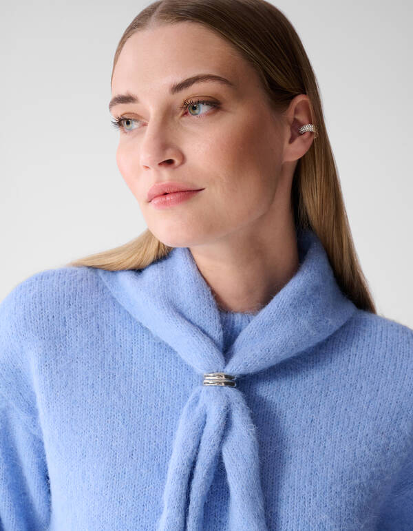 Fluffy Scarf Gebreide Trui Blauw SHOEBY WOMEN