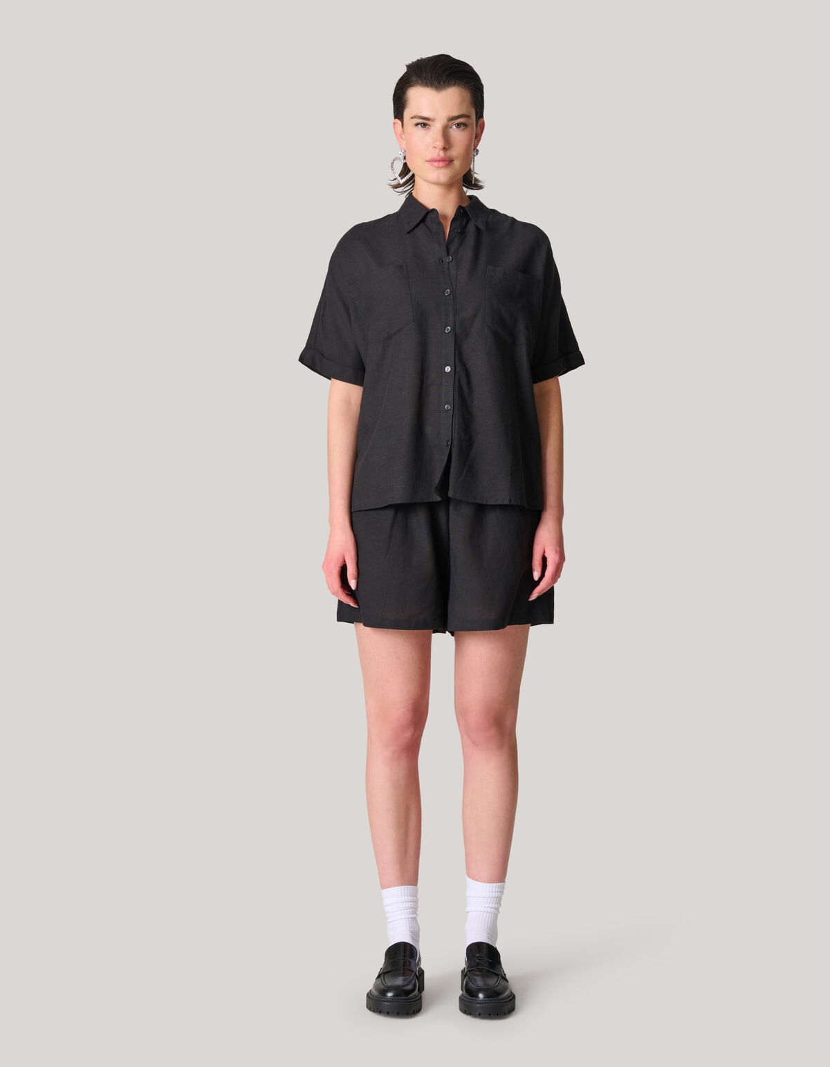 Linnen Blouse Zwart SHOEBY WOMEN