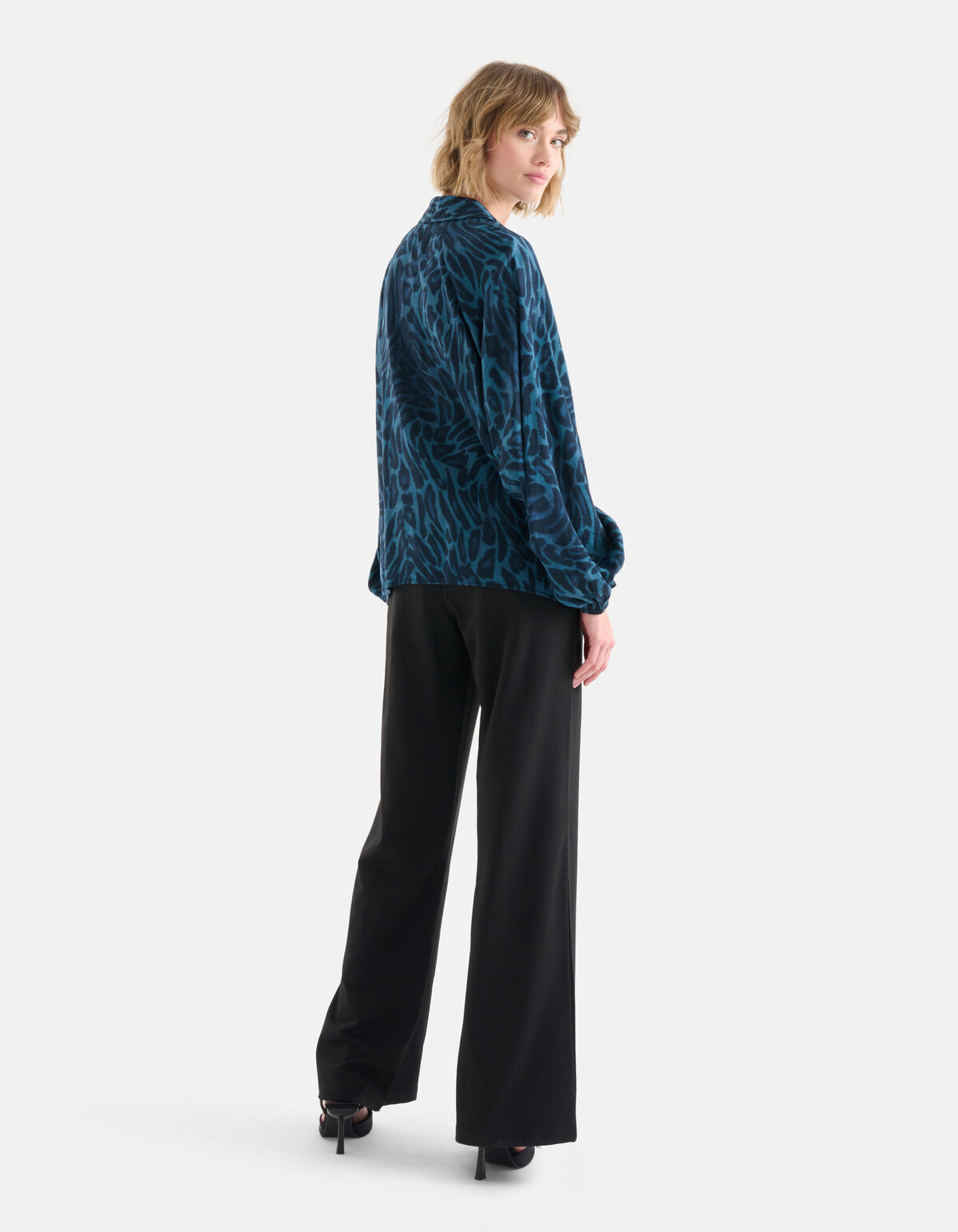Bluse mit Leopardenmuster Blau SHOEBY WOMEN