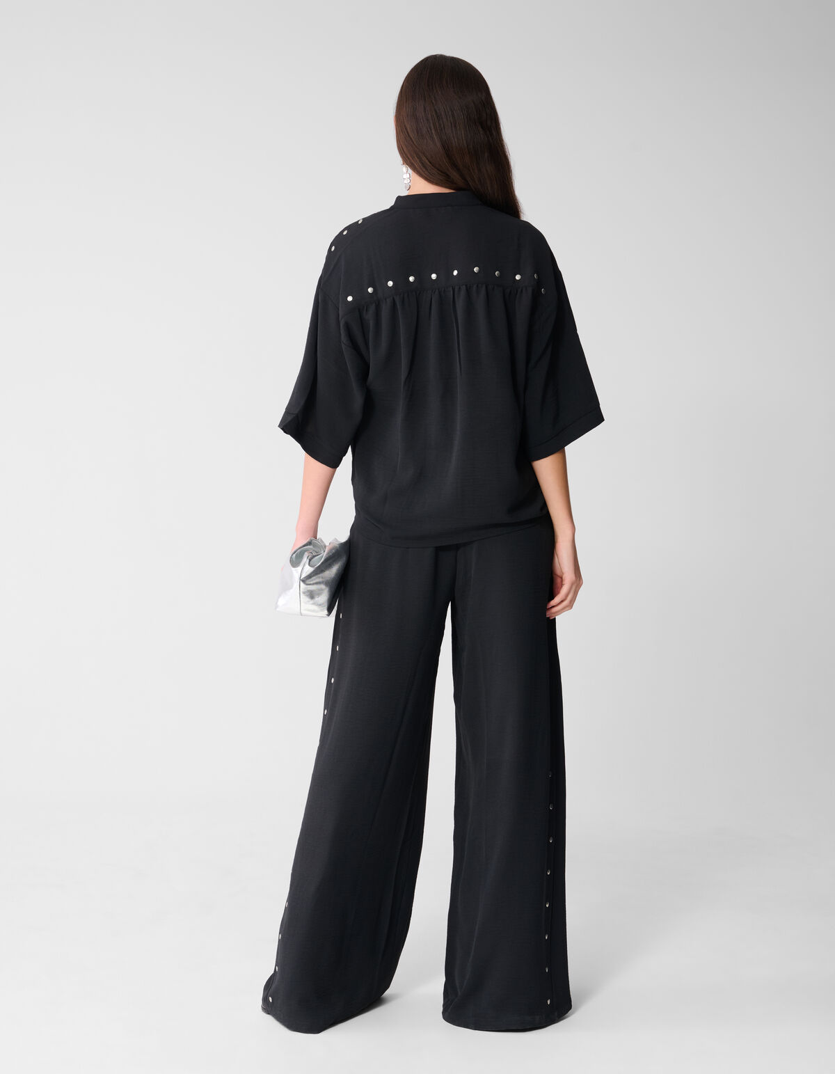 Twist-Studs-Hose mit weitem Bein, Schwarz SHOEBY WOMEN