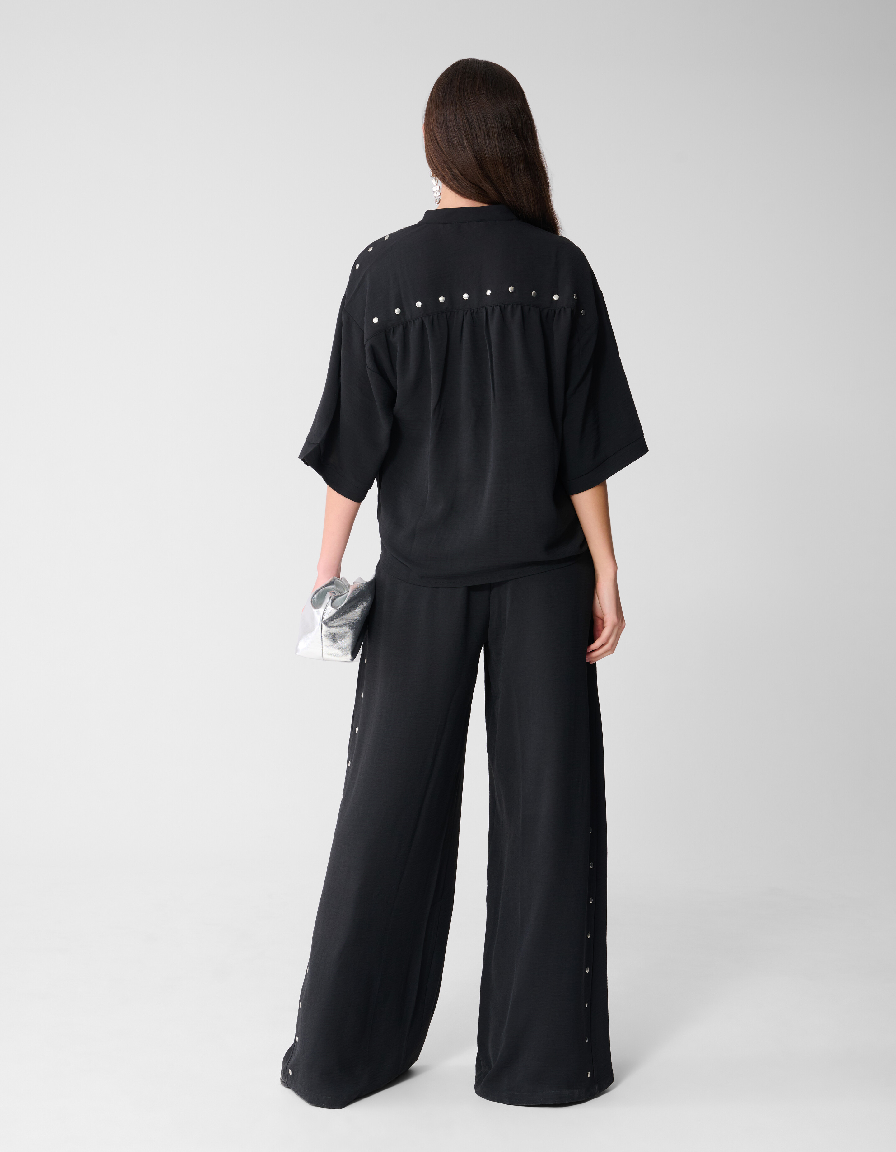 Twist-Studs-Hose mit weitem Bein, Schwarz SHOEBY WOMEN