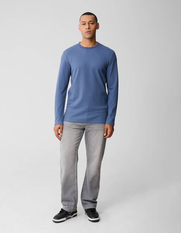 Structure Langarm-T-Shirt Blau SHOEBY MEN