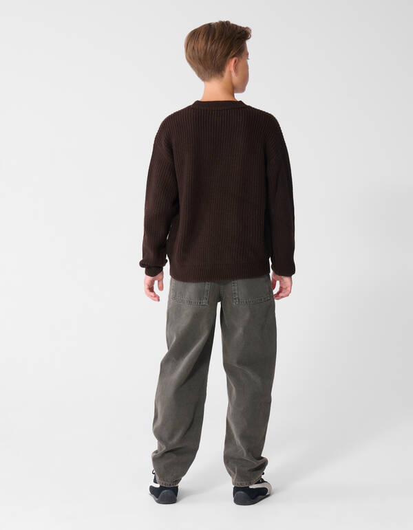 Embroidery Strickpullover Braun SHOEBY BOYS