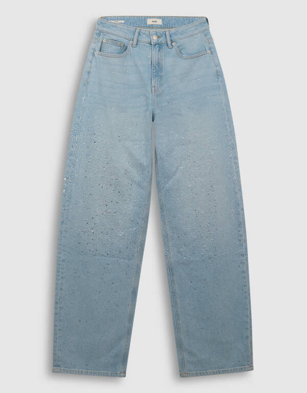 Strass-Wasserfall-Jeans mit Barrel-Passform, geble SHOEBY WOMEN