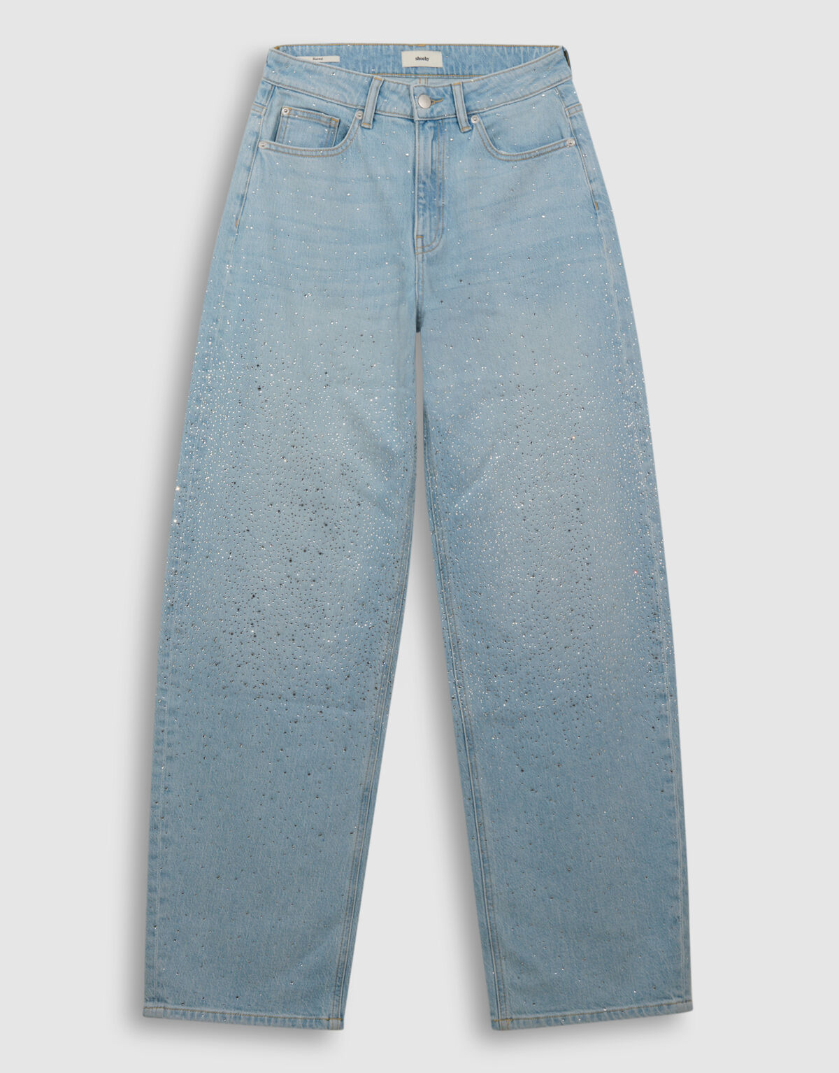 Strass-Wasserfall-Jeans mit Barrel-Passform, geble SHOEBY WOMEN