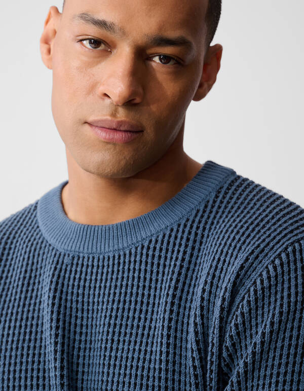 Geflochtener Strickpullover Blau SHOEBY MEN