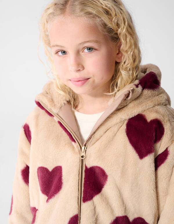 braune Winterjacke mit Herzmuster SHOEBY GIRLS