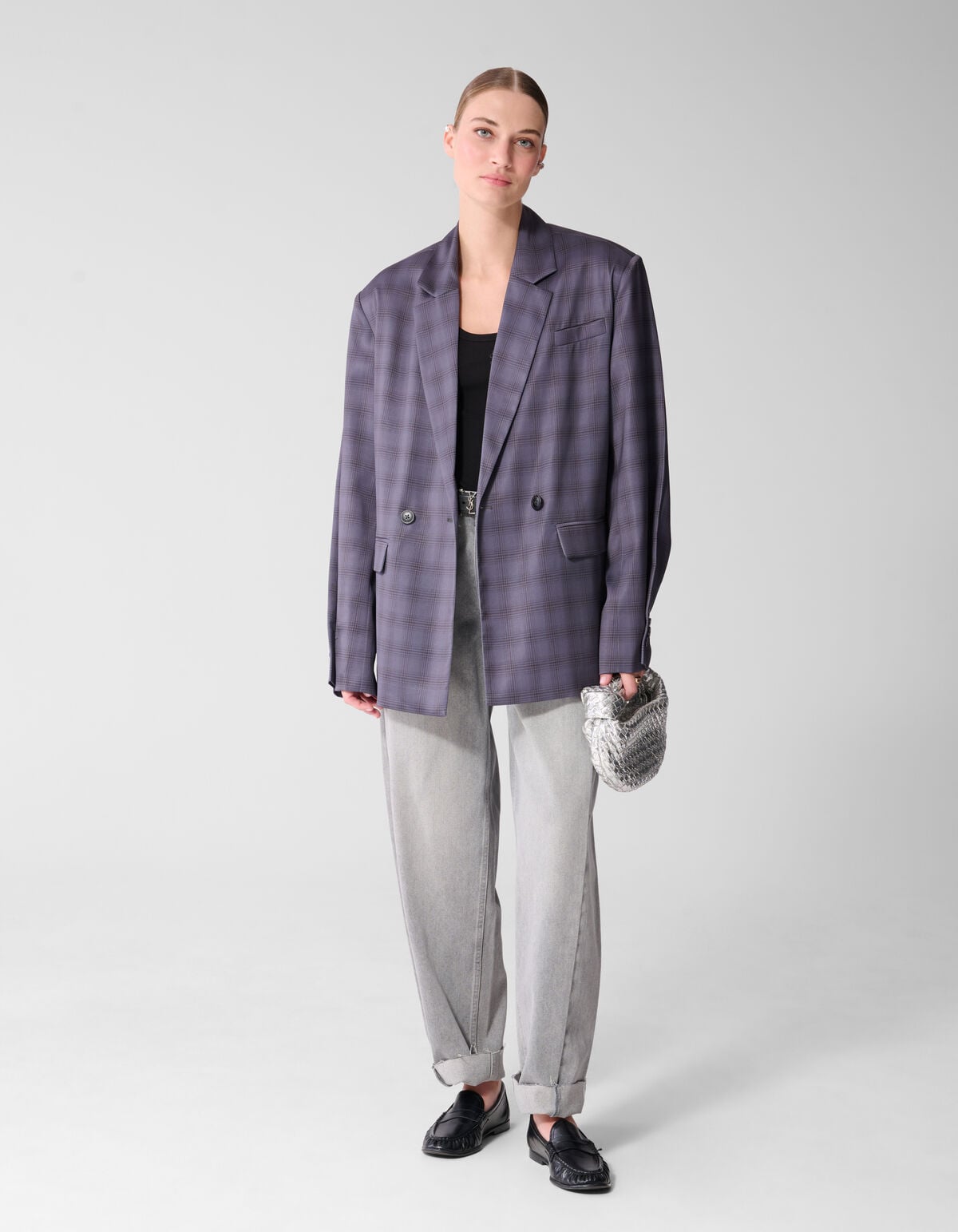 Satin-Karoblazer Grau By Mieke SHOEBY WOMEN