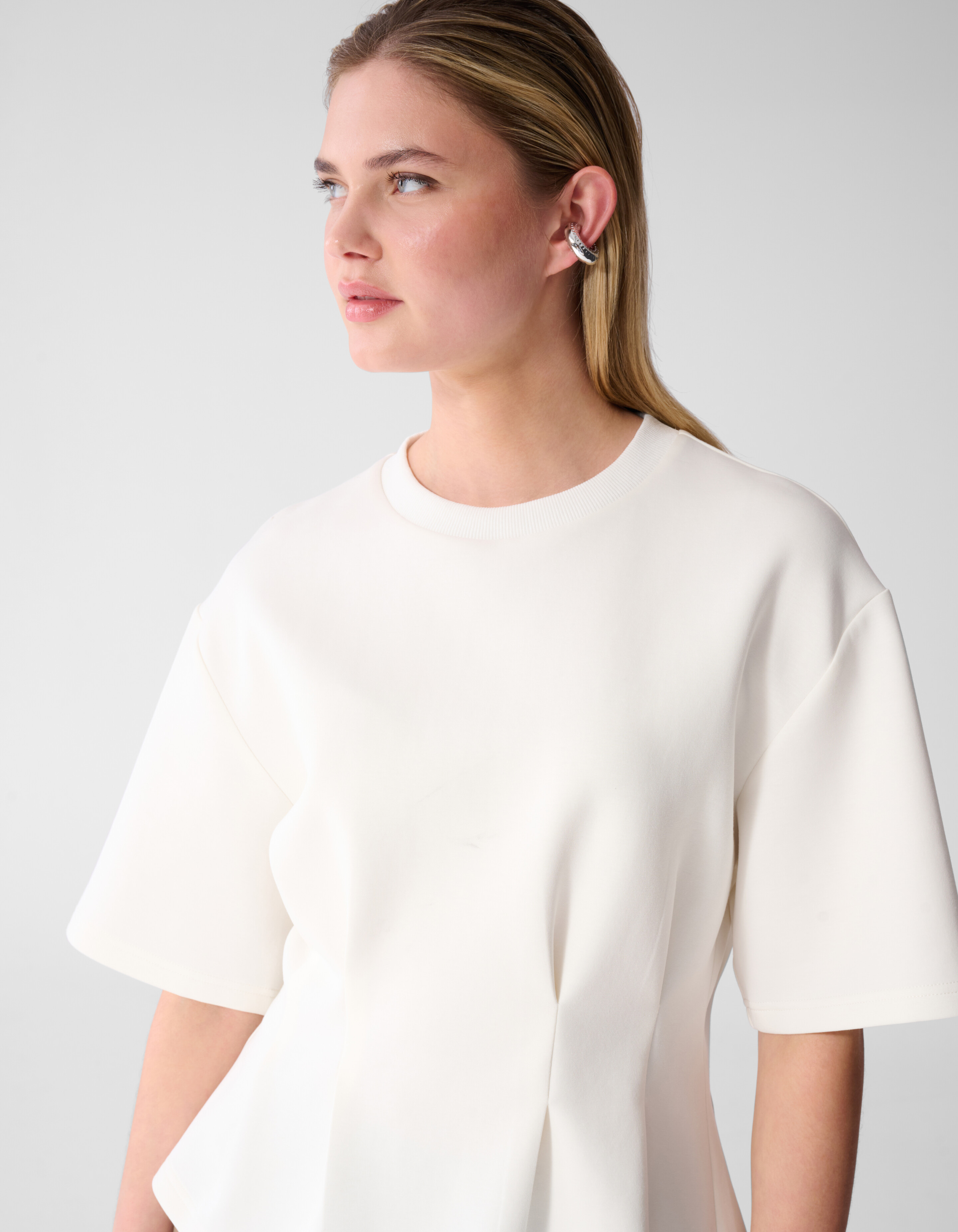 Peplum-Scuba-T-Shirt Gebrochenem Wei&szlig; SHOEBY WOMEN