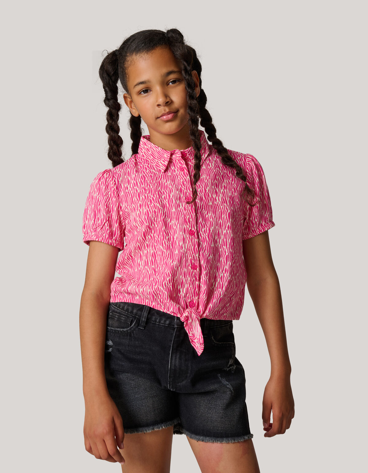 Gewelltes gestreiftes Top Rosa SHOEBY GIRLS