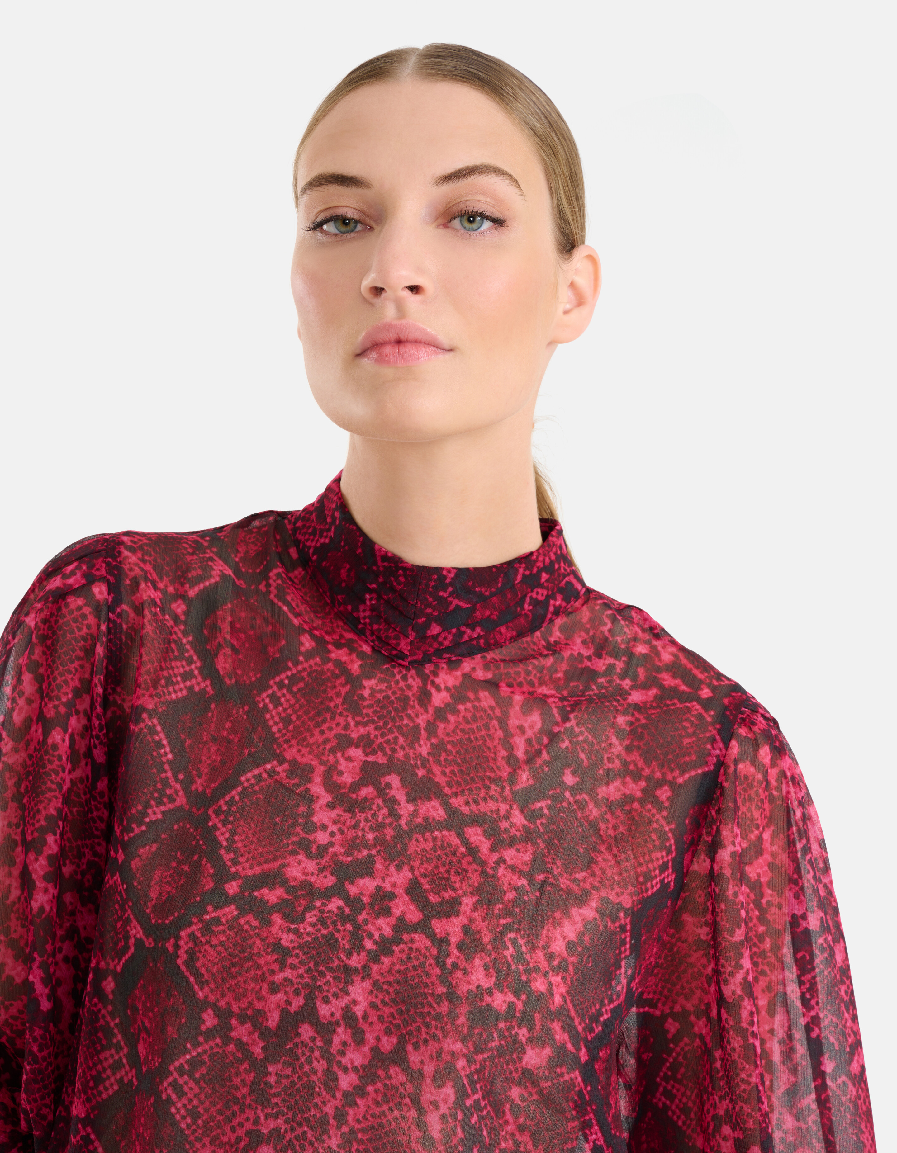 Chiffon-Bluse mit Schlangendruck Dunkelrosa SHOEBY WOMEN
