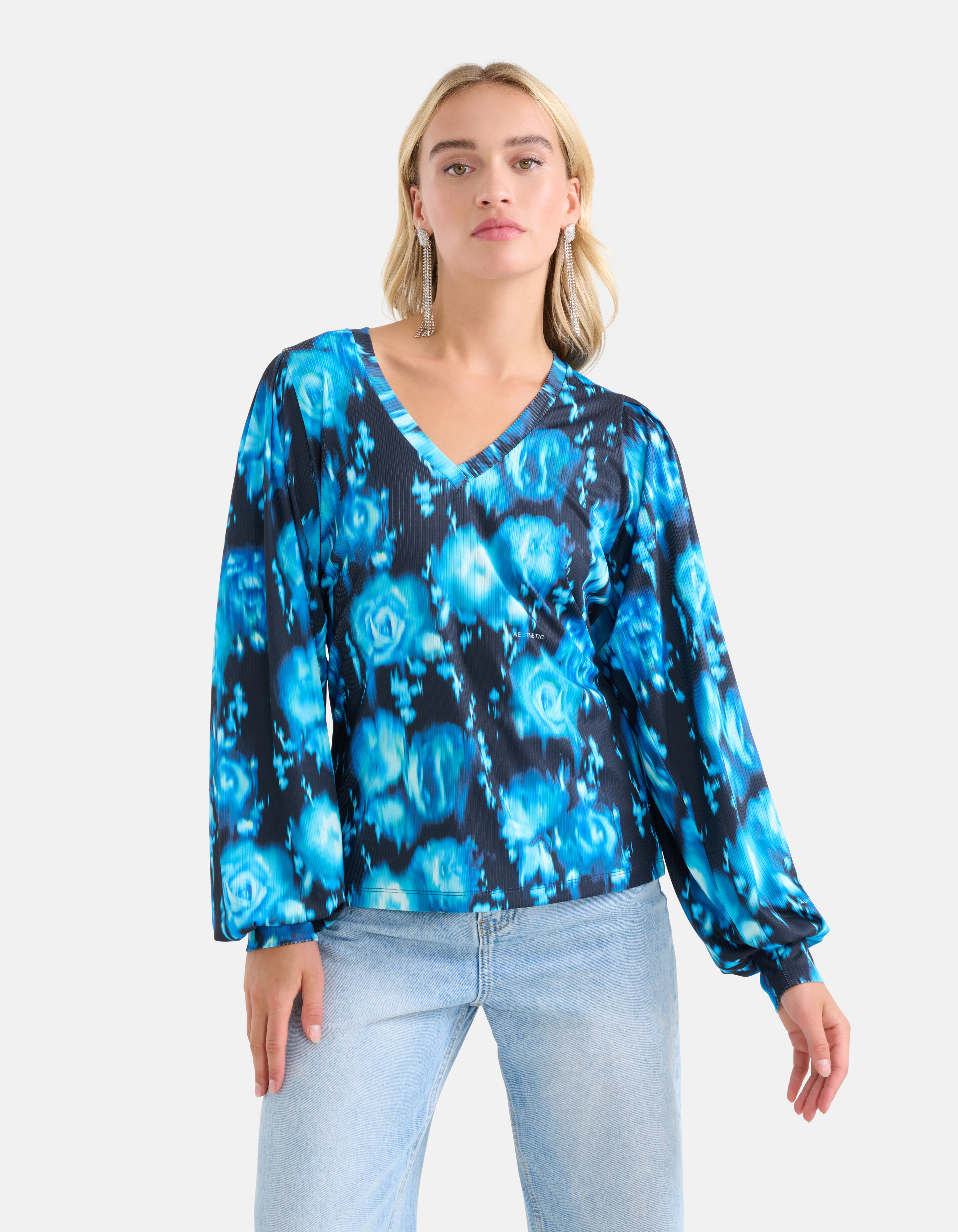 Rippstrick-Langarmshirt Blau SHOEBY WOMEN