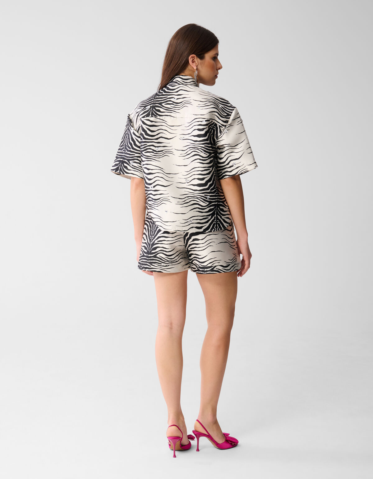 Bluse mit Zebramuster Schwarz/ Off-white SHOEBY WOMEN