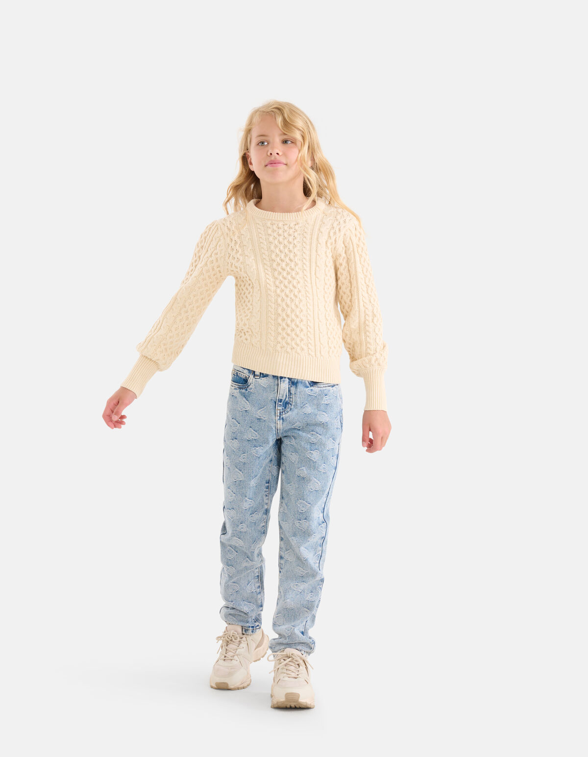 Strickpullover mit Zopfmuster Off White SHOEBY GIRLS