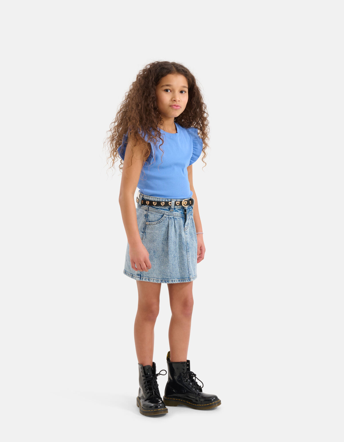 Ruffle Rib Top Lichtblauw SHOEBY GIRLS