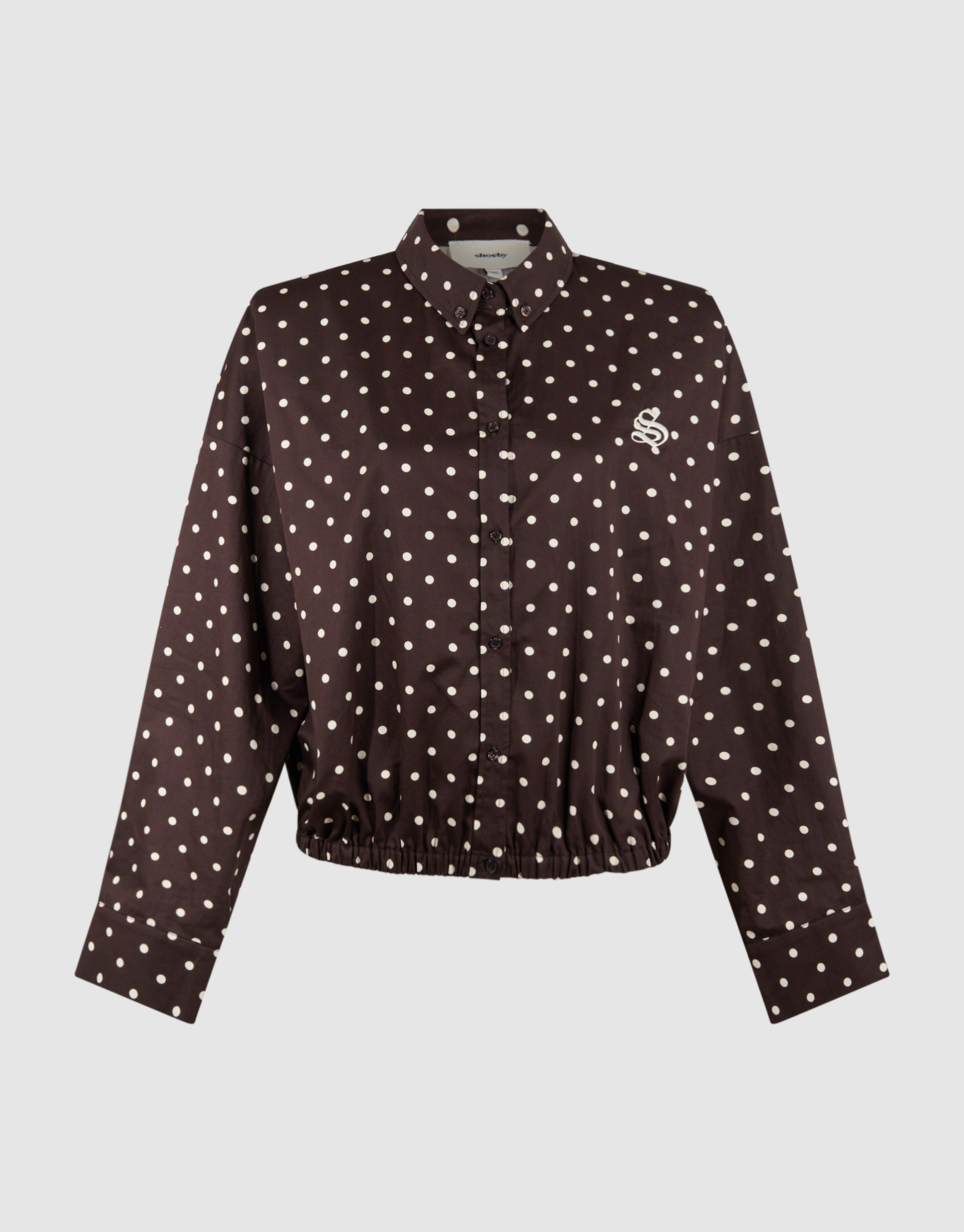 Dunkelbraune Bluse mit Polka-Dots SHOEBY WOMEN