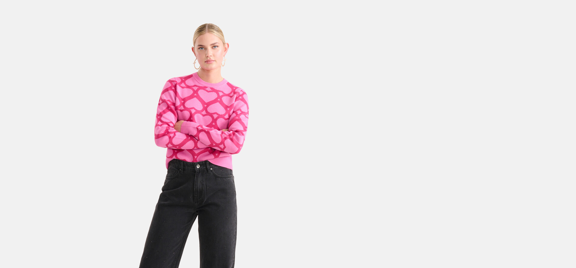 Bedruckter Jacquard-Pullover Rosa SHOEBY WOMEN