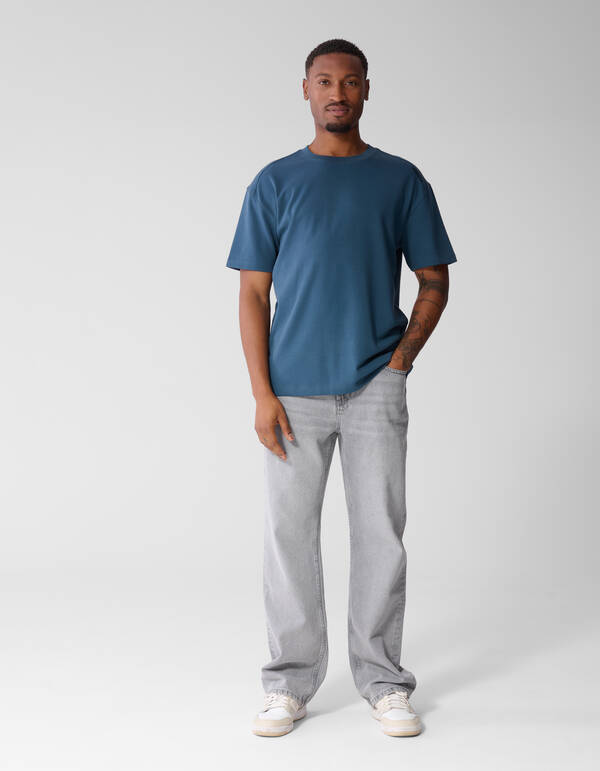 Basic-Label-T-Shirt Blau SHOEBY MEN