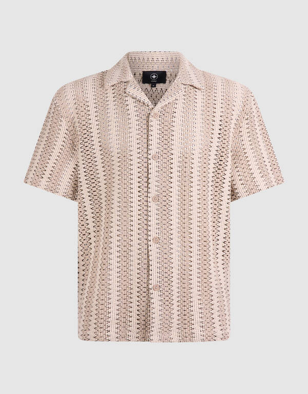 Gestreiftes H&auml;kel-Overshirt in Sandfarben SHOEBY MEN