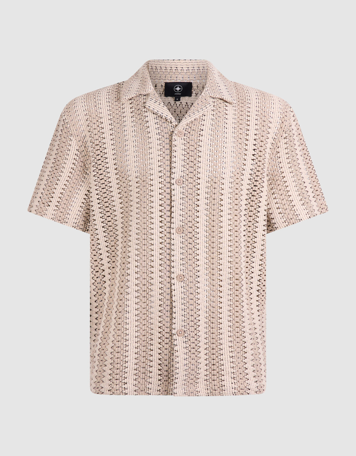 Gestreiftes H&auml;kel-Overshirt in Sandfarben SHOEBY MEN