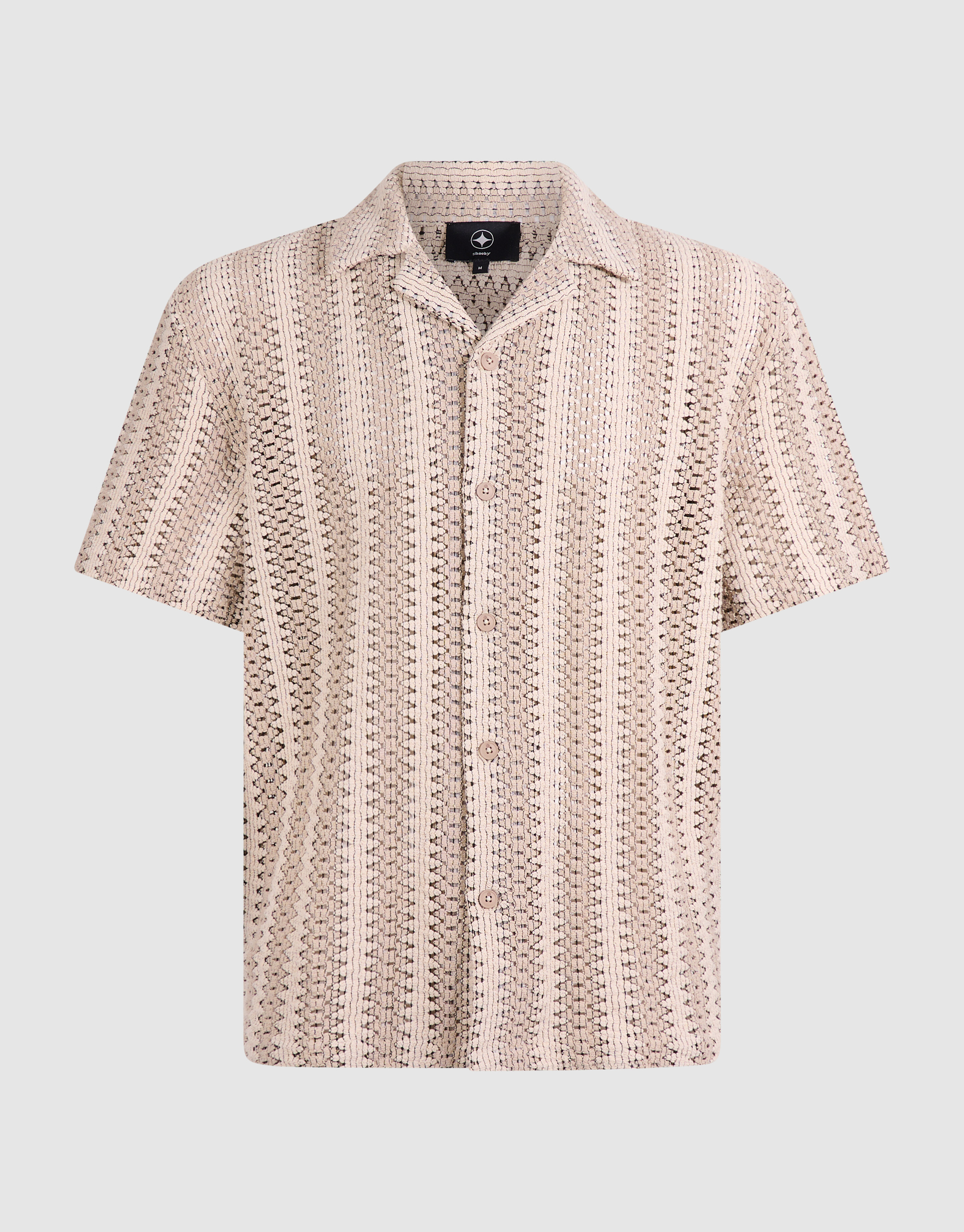 Gestreiftes H&auml;kel-Overshirt in Sandfarben SHOEBY MEN