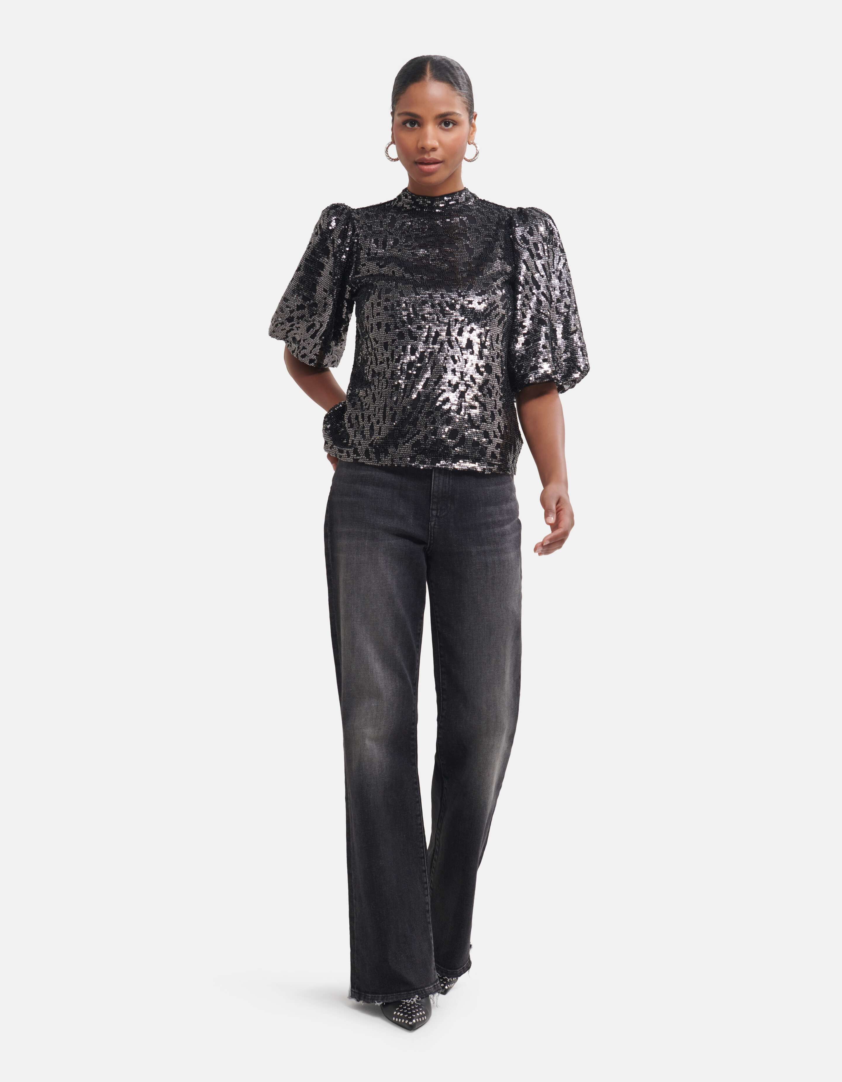 Pailletten-Top Schwarz von Fred SHOEBY WOMEN