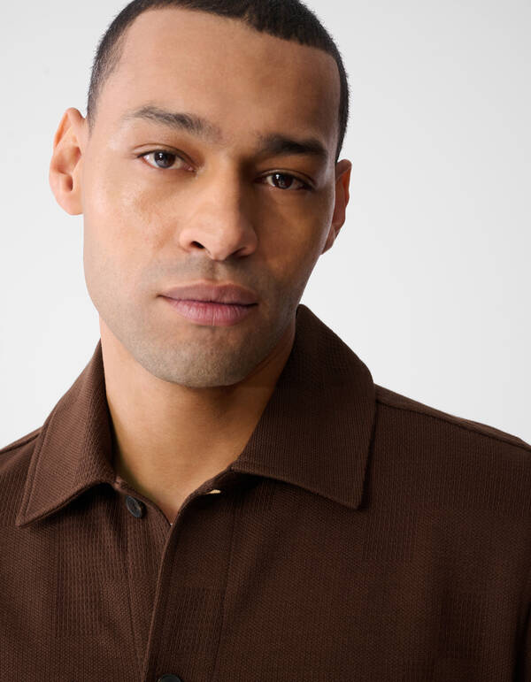 Kariertes Jacquard-Hemd Dunkelbraun SHOEBY MEN