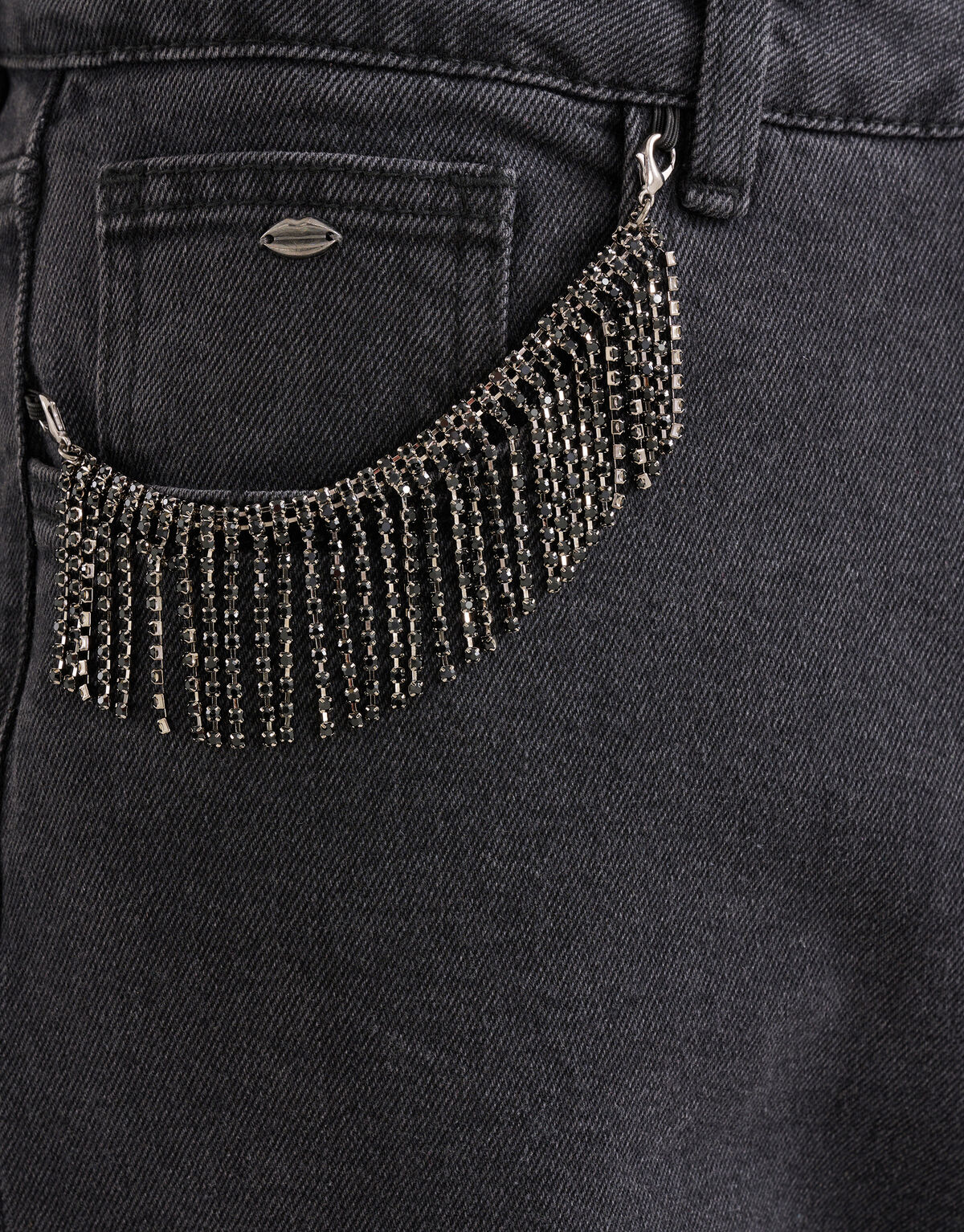 Strass Fransen Jeans Schwarz SHOEBY WOMEN