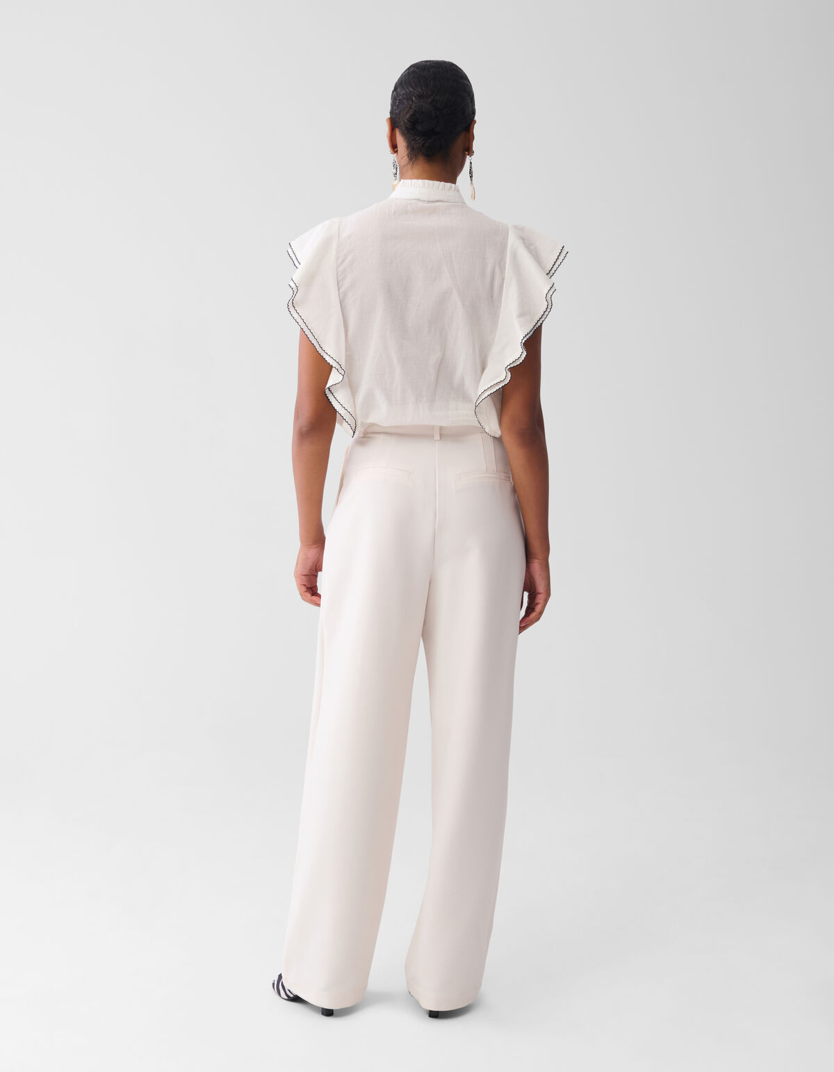 Pintuck-R&uuml;schen-Top Off White SHOEBY WOMEN