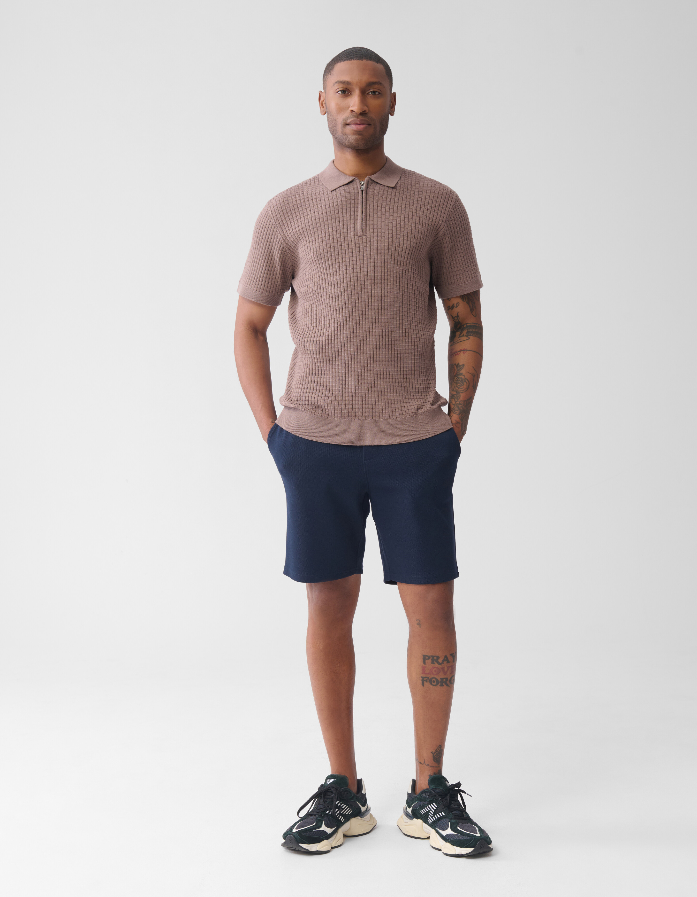 Half Zip Polo Hellbraun SHOEBY MEN