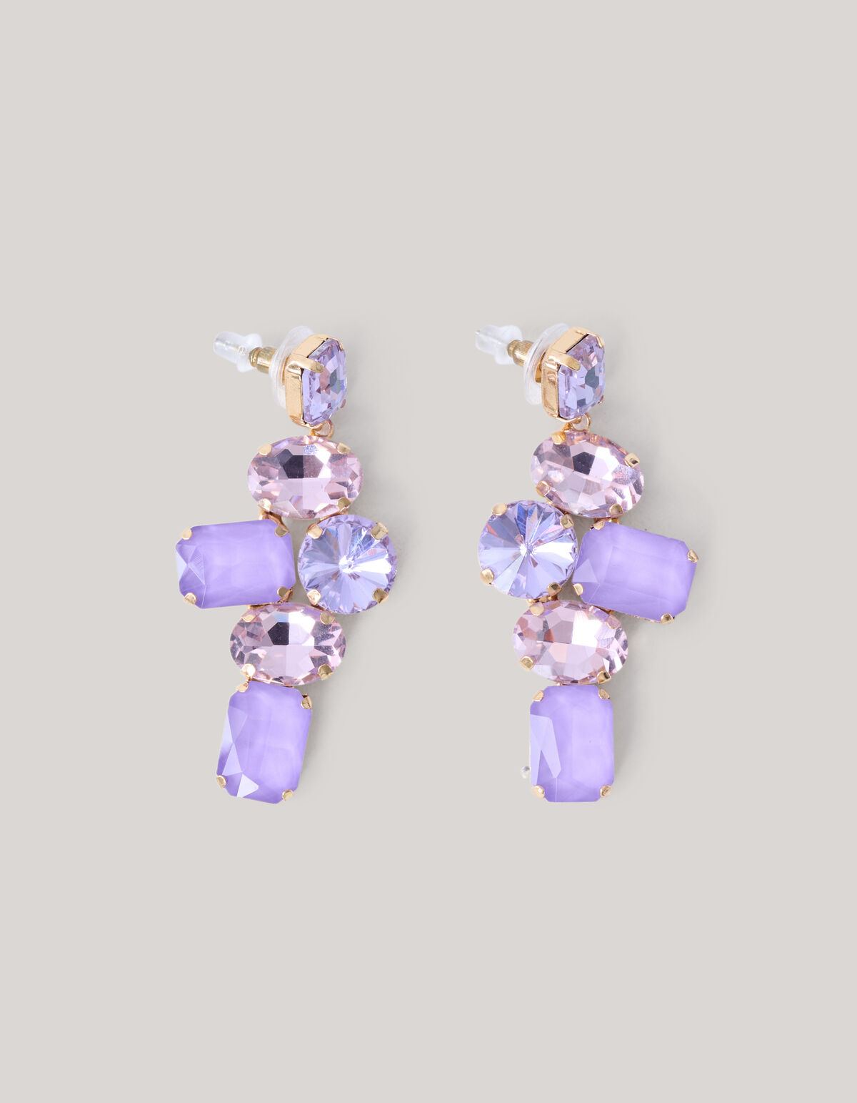 H&auml;ngende Strass-Ohrringe Lila SHOEBY ACCESSOIRES