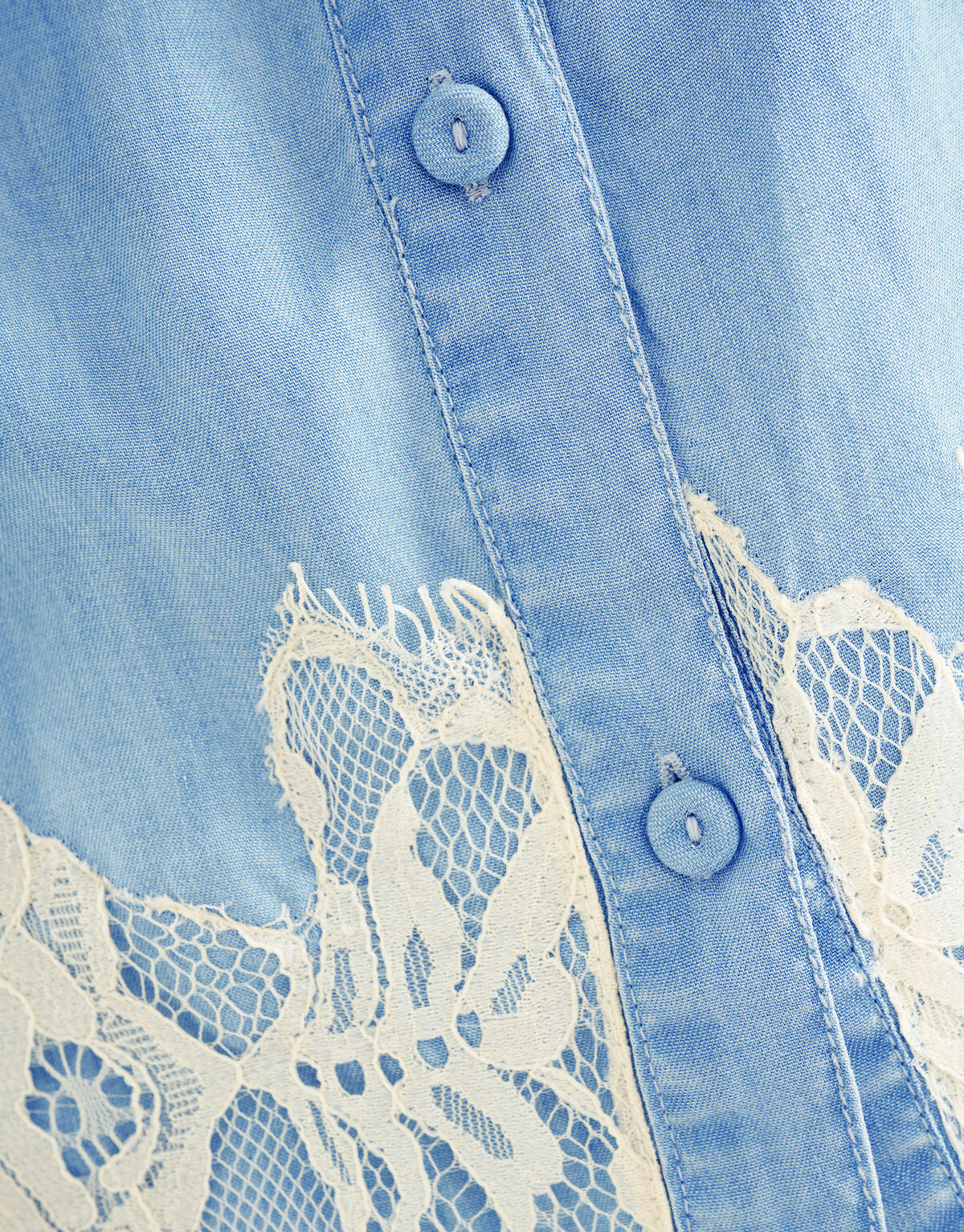 Denim Spitzen Top Blau SHOEBY WOMEN