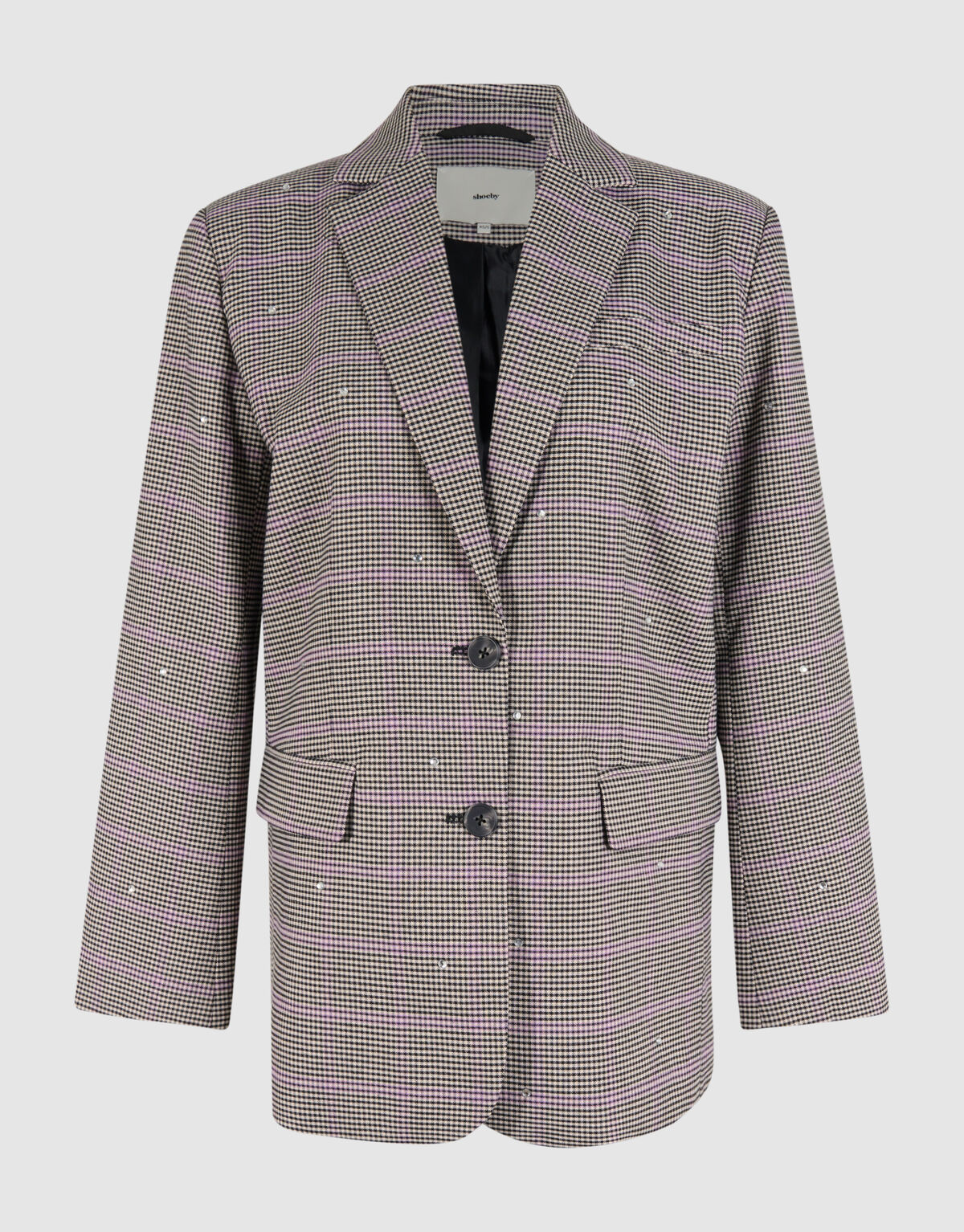 Karierter Blazer mit Strass Grau SHOEBY WOMEN