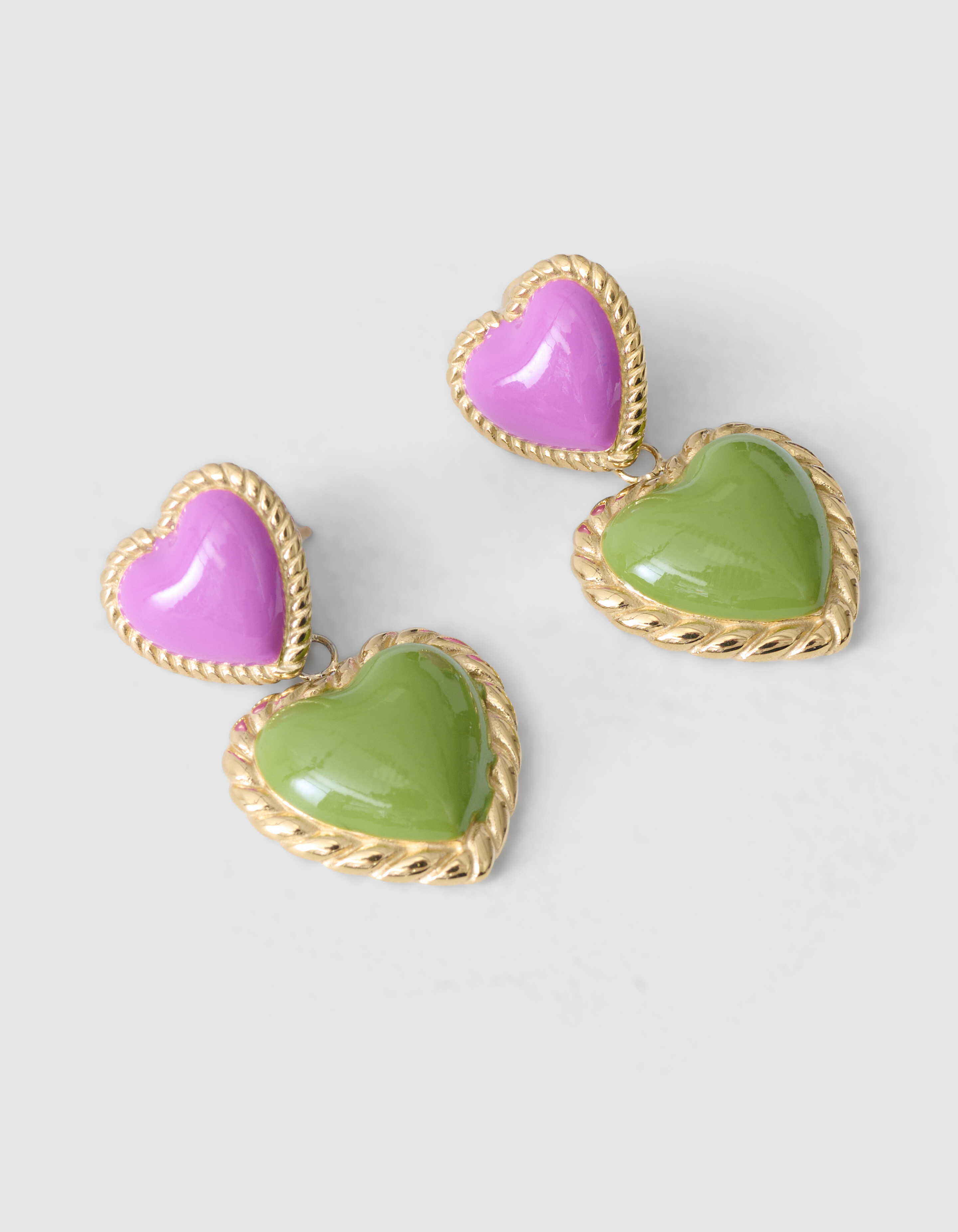 Vintage Herz-Ohrringe Rosa/Grün SHOEBY ACCESSOIRES