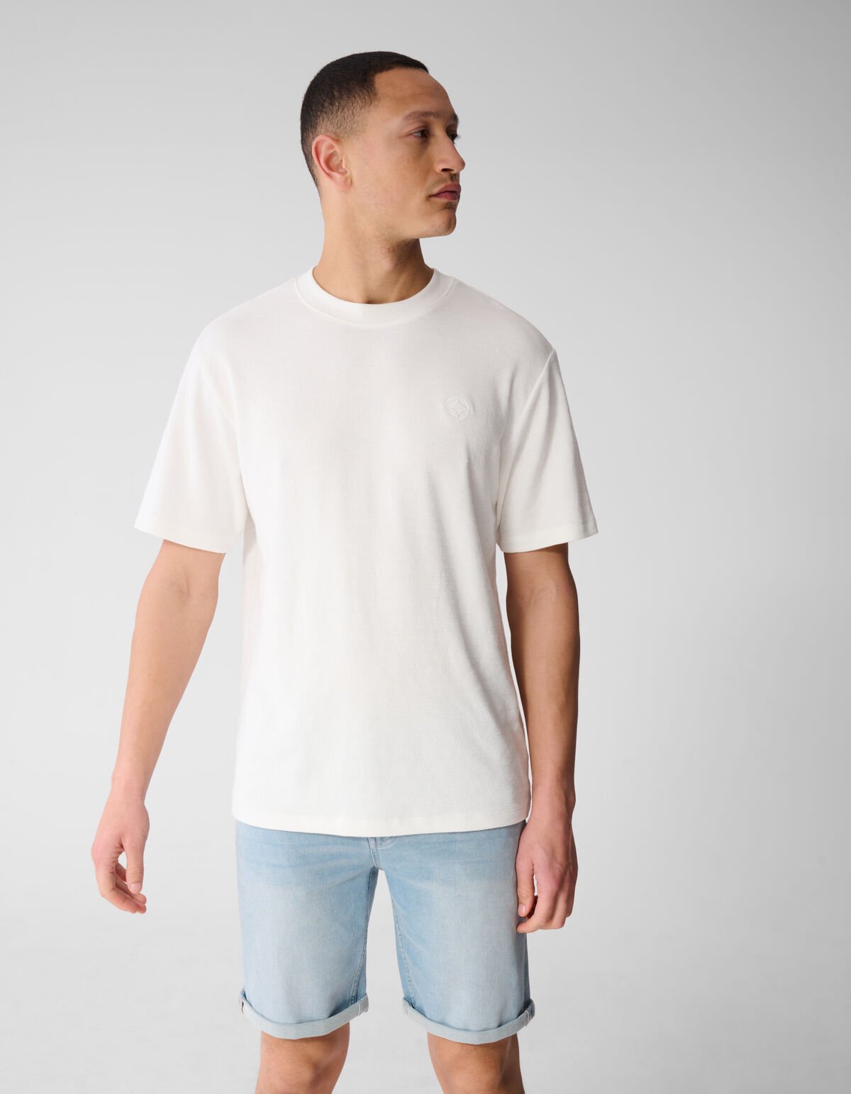 Spark Struktur T-Shirt Gebrochen Wei&szlig; SHOEBY MEN