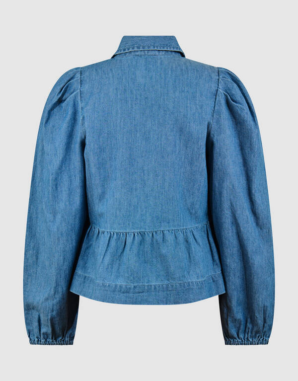Jeansbluse mit Schleife Blau SHOEBY GIRLS