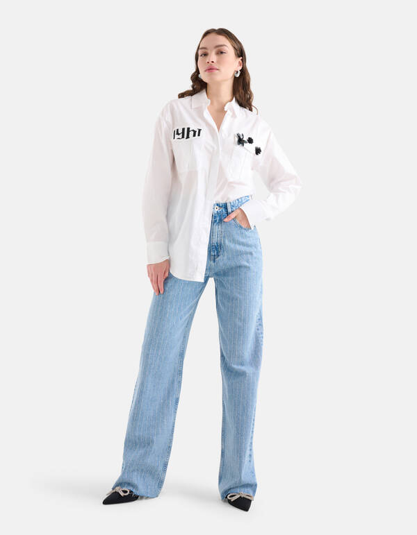 Strass Jeans mit weitem Bein Mediumstone L33 SHOEBY WOMEN