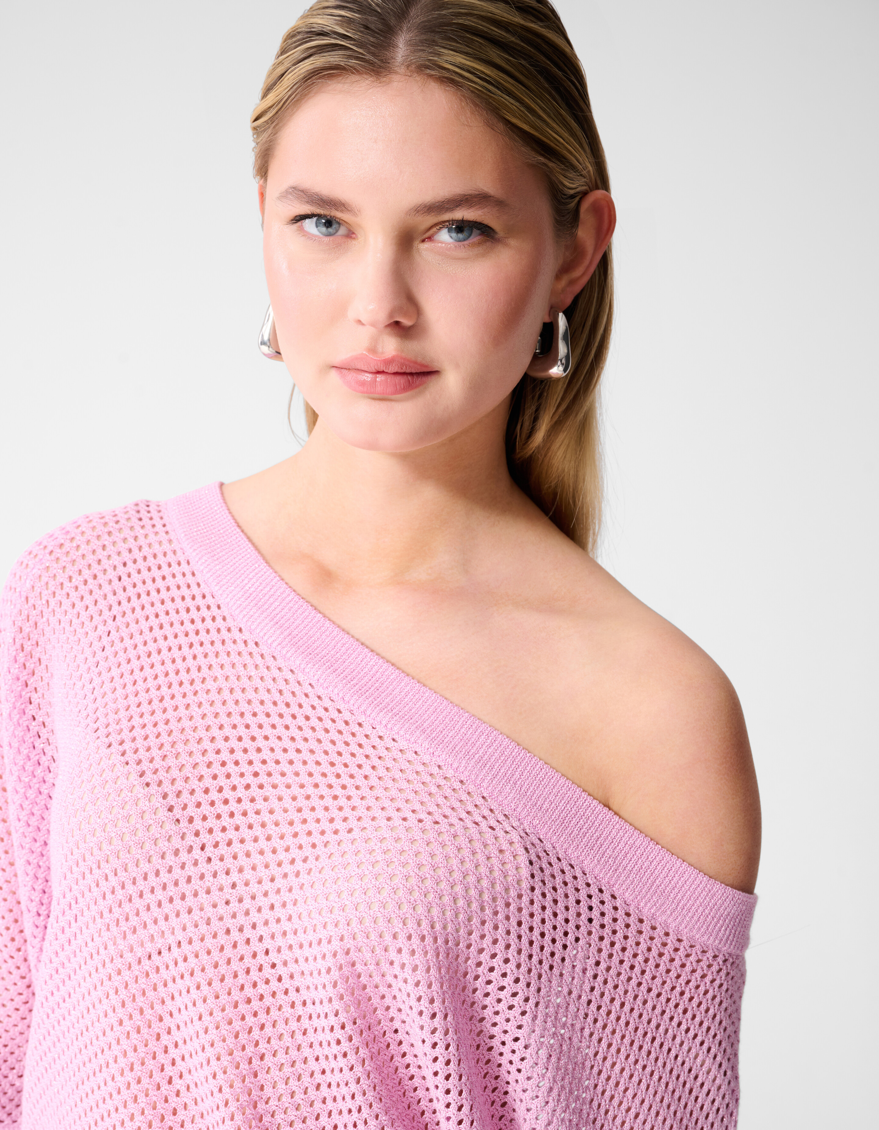 Glitzer Ajour Pullover Rosa SHOEBY WOMEN