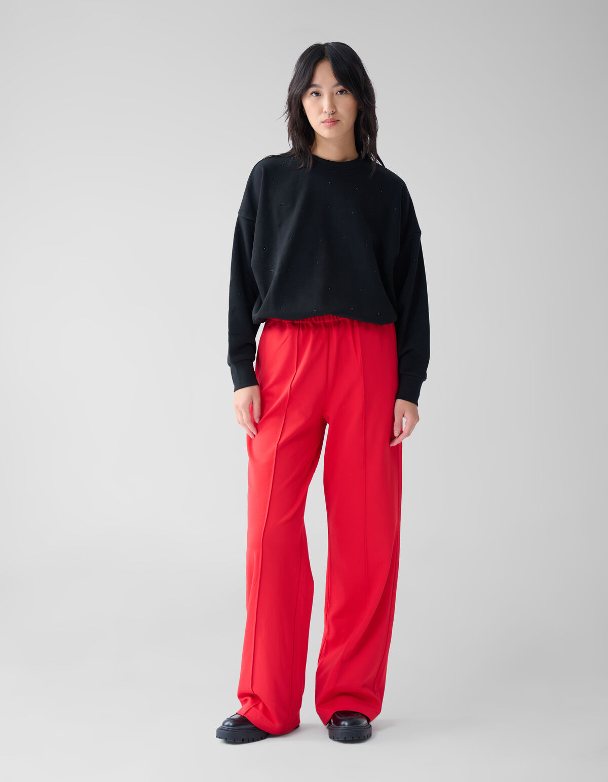 Basic-Hose mit weitem Bein Rot SHOEBY WOMEN