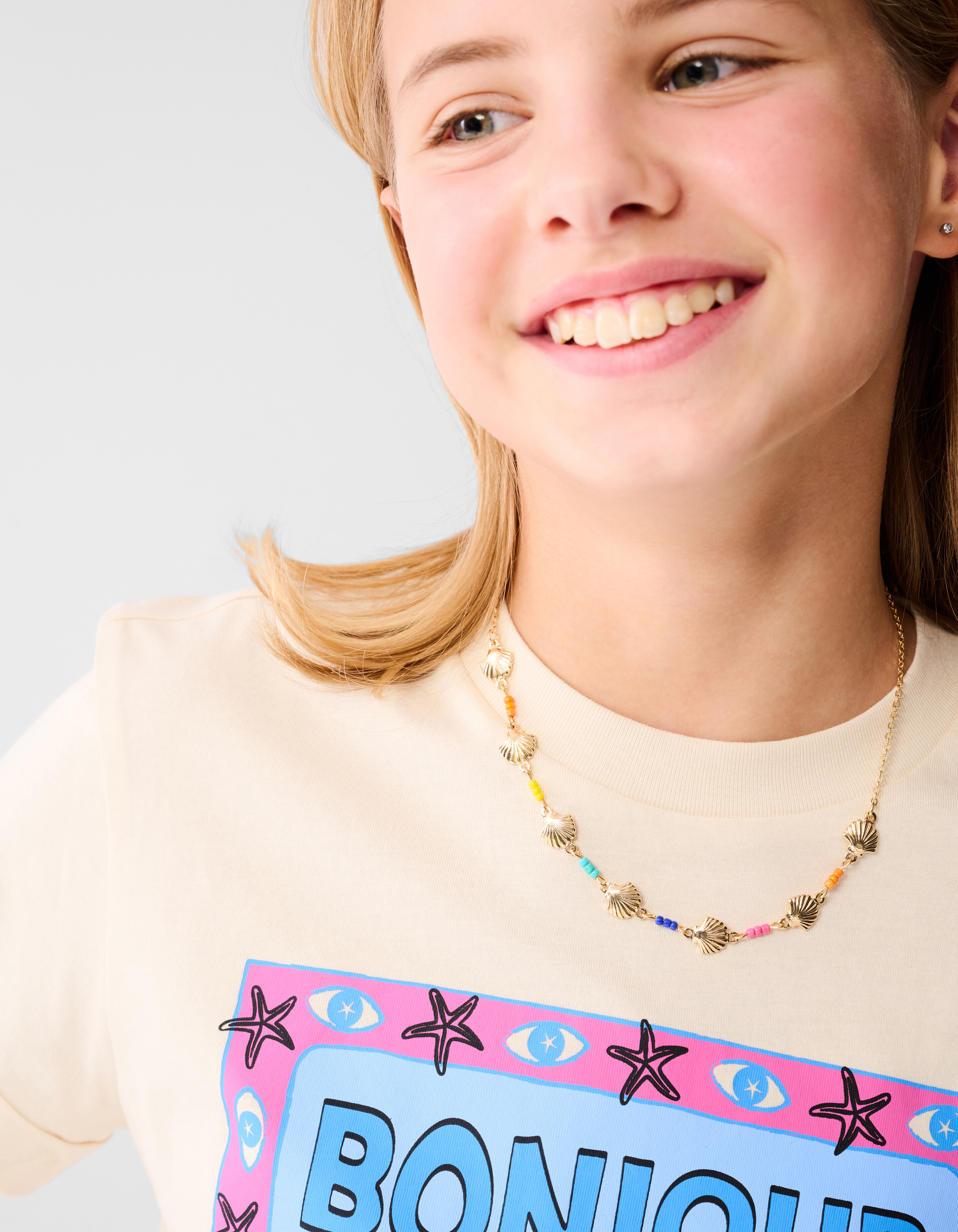Bonjour Artwork T-shirt Off White SHOEBY GIRLS