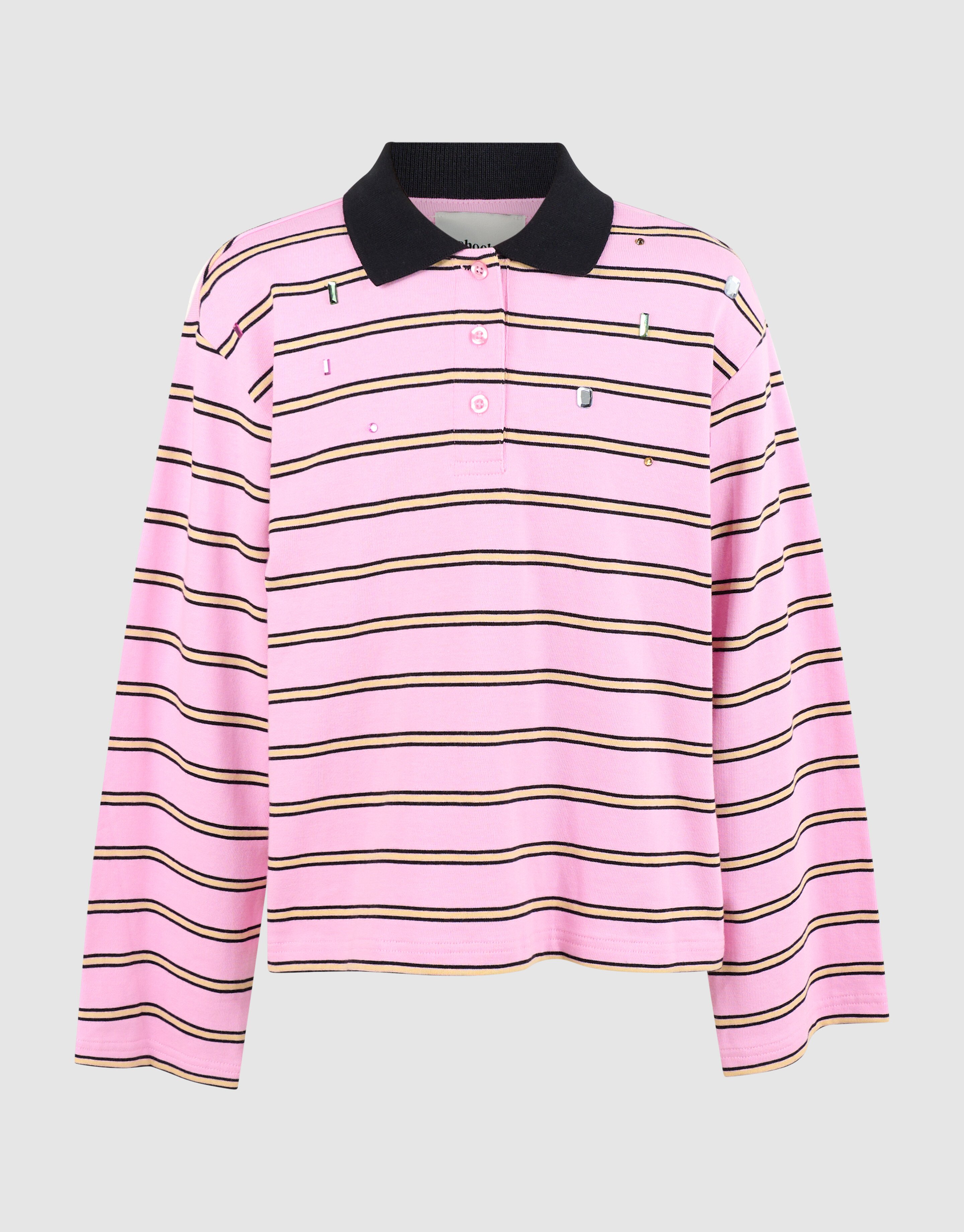 Strass-Polohemd mit langen &Auml;rmeln rosa SHOEBY GIRLS