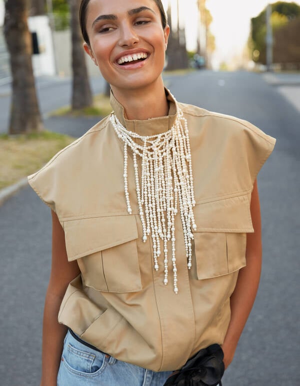 &Auml;rmellose Cargo-Jacke Beige SHOEBY WOMEN