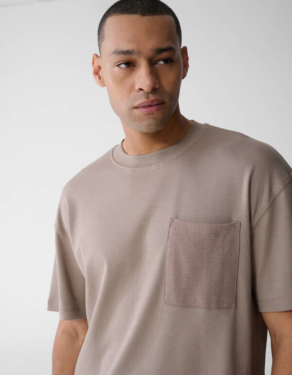 Struktur Pocket T-Shirt Hellbraun SHOEBY MEN