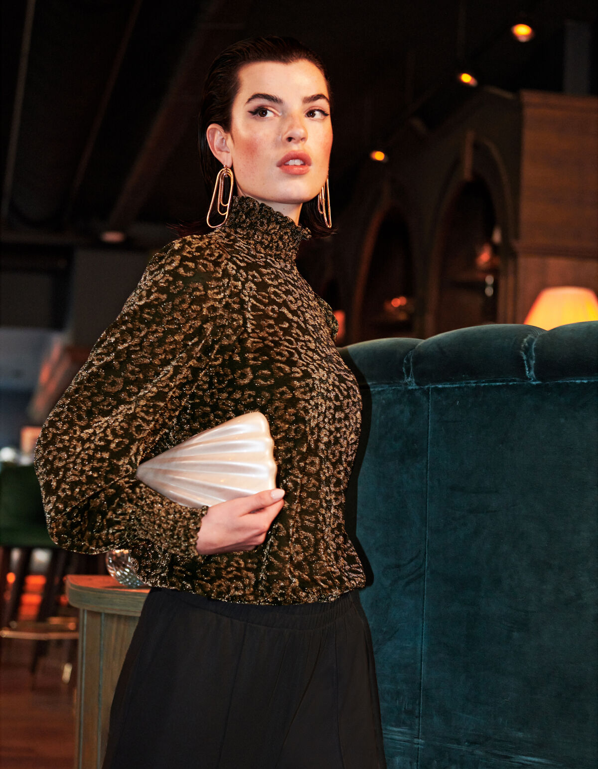 Lurex-Langarmtop Gold SHOEBY WOMEN