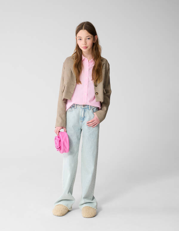 Cropped-Blazer mit Karomuster Hellbraun SHOEBY GIRLS